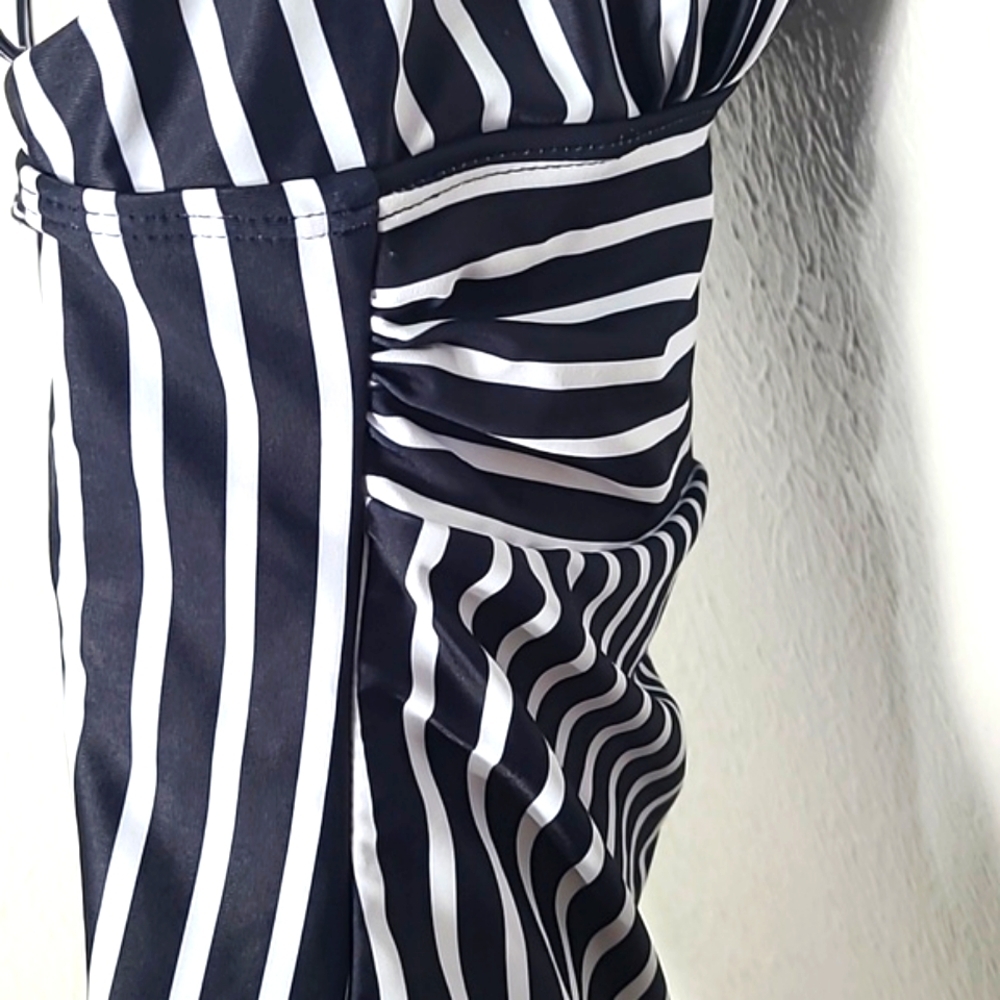 Navy Blue & White Stripe One Piece Swimsuit with Ruching, Size XL, NWOT - Picture 7 of 8